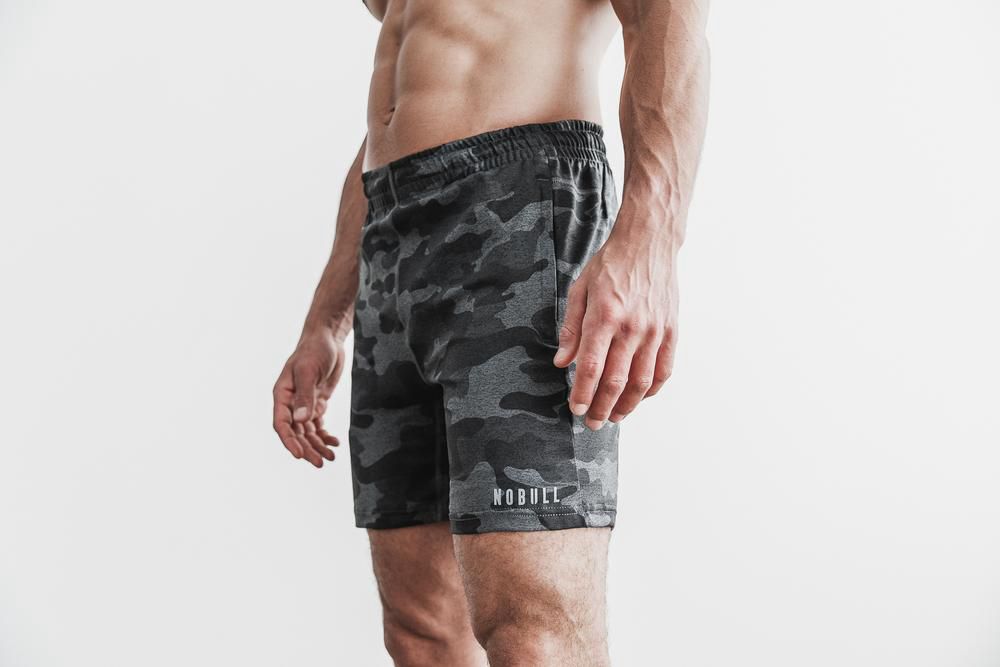 Shorts NOBULL Homme Grise Camouflage - NOBULL Lightweight Knit Runner 7",France (0418-XBIZR)